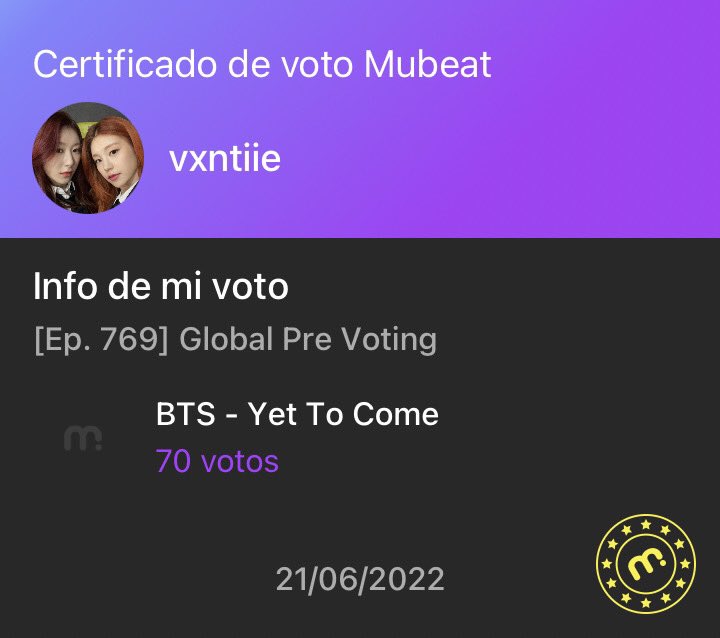 jmpurplee's tweet photo. @sugadboy ya listo! 
I vote for #MTVLAKPOPBTS at this year's #PremiosMTVMIAW (@BTS_twt) https://t.co/E1XA5b0UM4