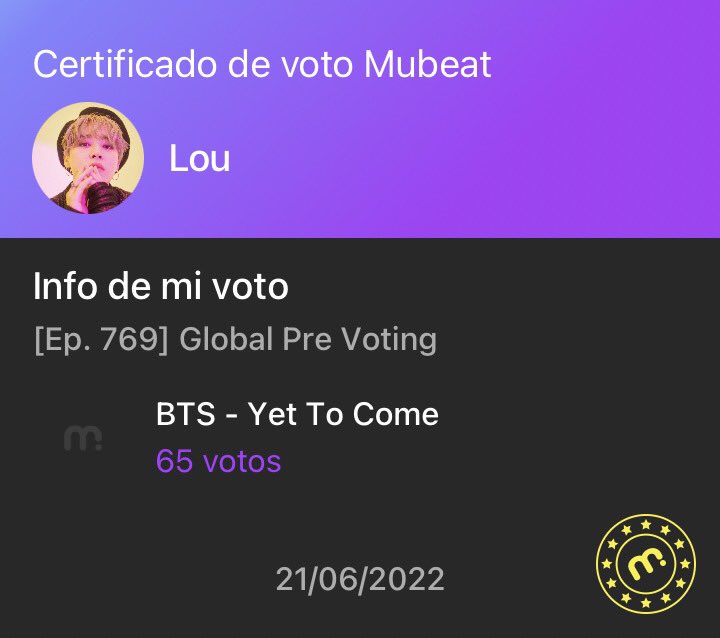 jmpurplee's tweet photo. @sugadboy ya listo! 
I vote for #MTVLAKPOPBTS at this year's #PremiosMTVMIAW (@BTS_twt) https://t.co/E1XA5b0UM4