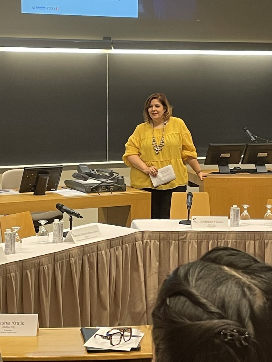 Sasha Krstic (IMBA ‘03), President at <a href="/MastercardCA/">Mastercard Canada</a> delivers the keynote at Women in Business sharing her leadership lessons: know what you want, learn from the disappointments, and define your core values. #SchulichAlumni