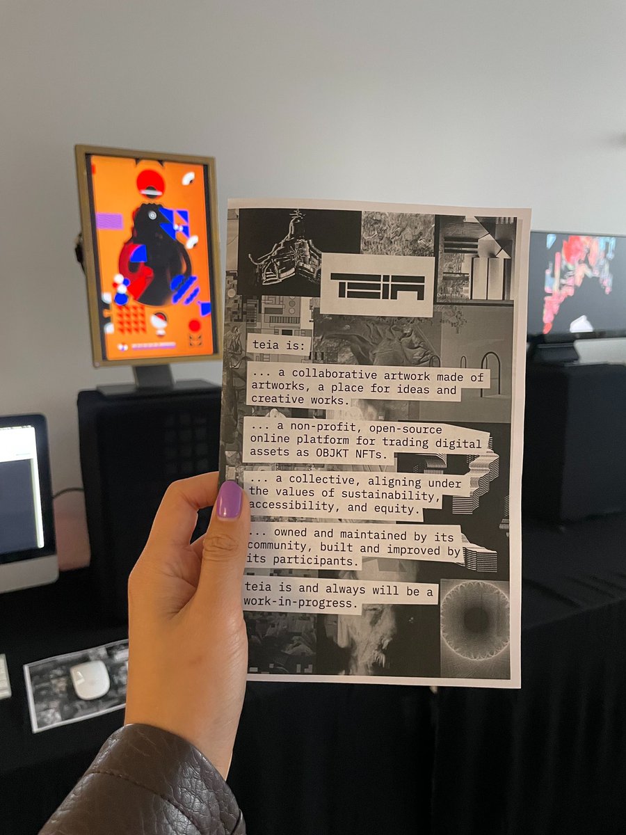 Tori Hong 🔻 Ntxoo Art (@ntxooart) on Twitter photo Stopped by the <a href="/TeiaCommunity/">Teia Community</a> showcase coordinated by <a href="/a_tchuca/">Andressa Furletti (old handle)</a> — in my very first IRL NFT exhibition with 100 other incredible artists on Teia Art!
I showcased my #TezosPride piece, Stonewall 1969 and met other artists & builders, like animator <a href="/1080_ok/">1080-ok</a>! Stopped by the <a href="/TeiaCommunity/">Teia Community</a> showcase coordinated by <a href="/a_tchuca/">Andressa Furletti (old handle)</a> — in my very first IRL NFT exhibition with 100 other incredible artists on Teia Art!
I showcased my #TezosPride piece, Stonewall 1969 and met other artists & builders, like animator <a href="/1080_ok/">1080-ok</a>!