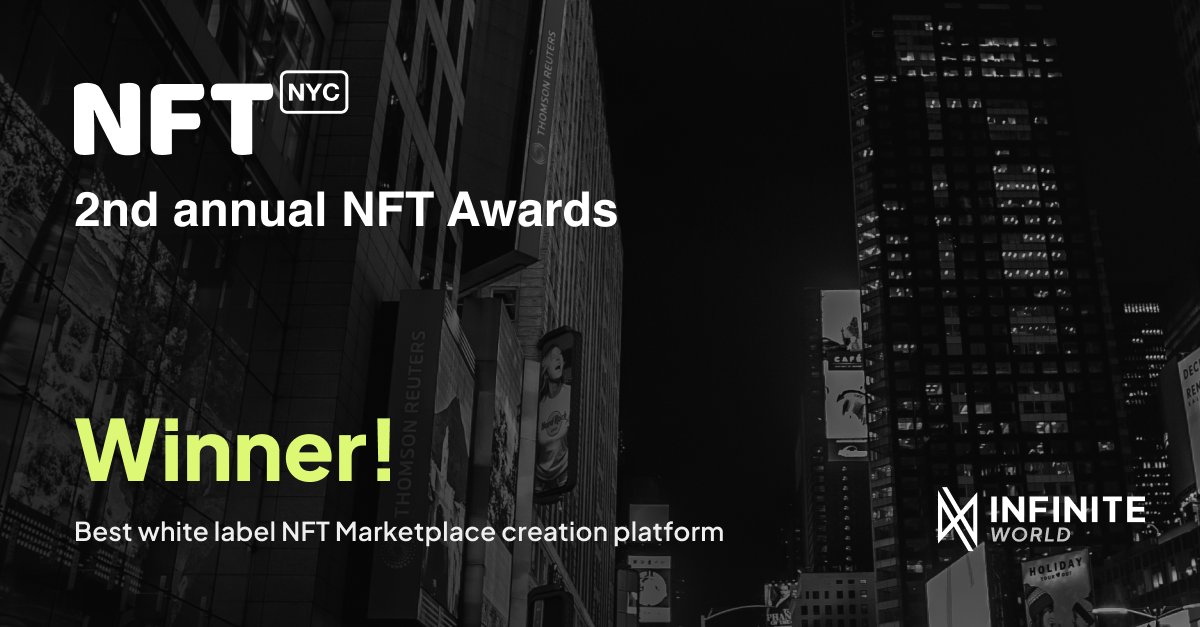 WE WON!! Thanks to everyone who voted for us in the 2nd Annual NFT Awards at #NFTNYC2022! 🥂

Our rockstar team works hard to bring the best in branded Marketplaces to the world.

We could not do it without them!