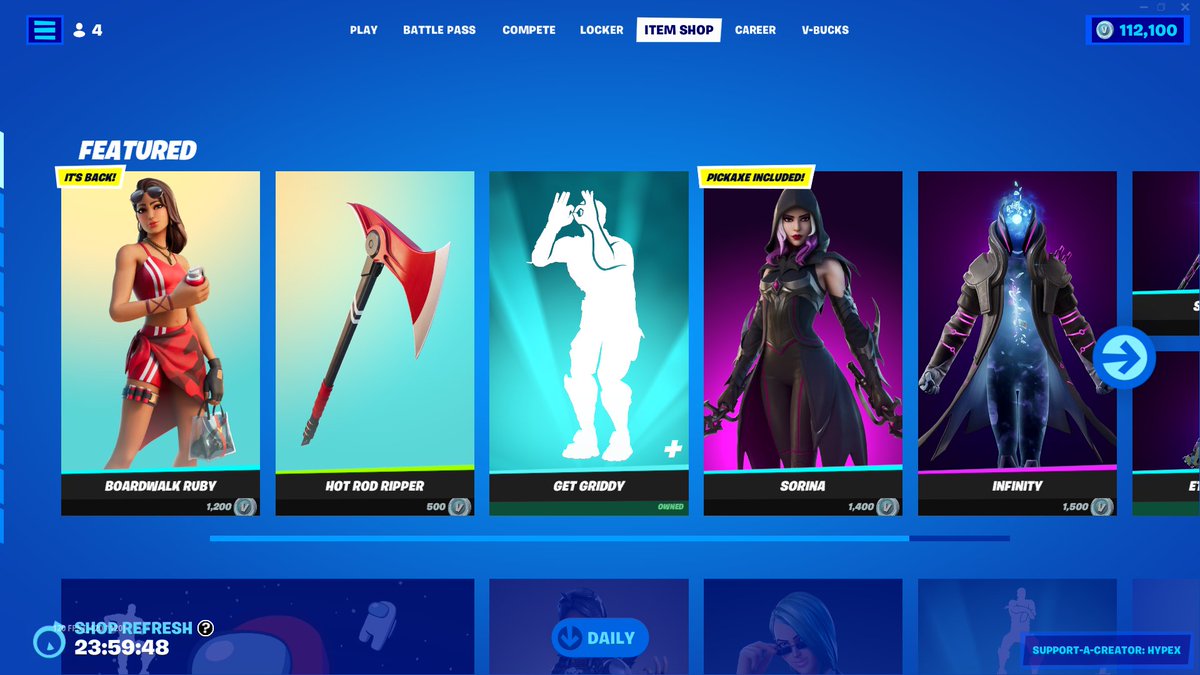 HYPEX's tweet photo. Today's Item Shop (+ The wrap skins)

Use code "HYPEX" if you'd like to support me, i appreciate it if you do! 🫂 #EpicPartner https://t.co/tyNtJaL49Q