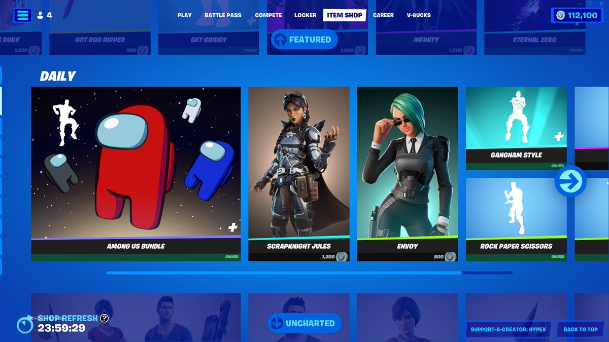 HYPEX's tweet photo. Today's Item Shop (+ The wrap skins)

Use code "HYPEX" if you'd like to support me, i appreciate it if you do! 🫂 #EpicPartner https://t.co/tyNtJaL49Q