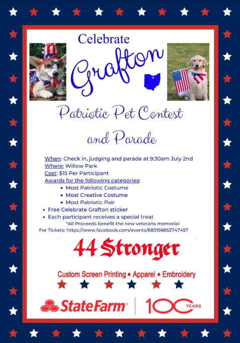MidviewLocal's tweet image. Celebrate Grafton: Patriotic Pet Parade! 9:30AM on July 2, 2022. Join us at Willow Park for all the fun!