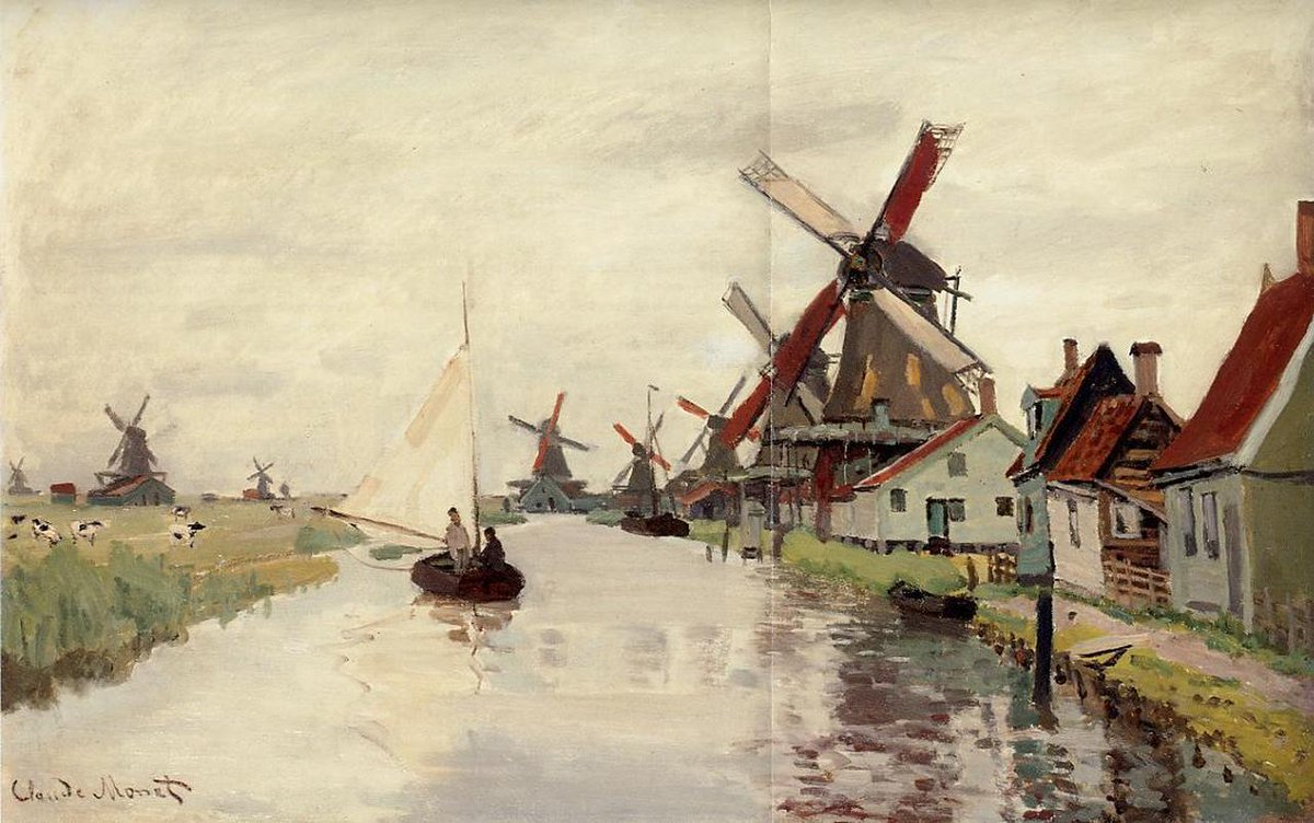 Windmills in Holland, 1871 #monet #claudemonet wikiart.org/en/claude-mone…