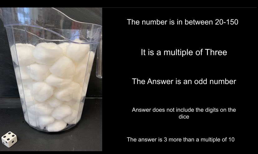 Huffville's tweet photo. Hey @SteveWyborney we have had so much math fun solving your esti-mysteries this year that we decided to make our own! Impressive work from my amazing grade 5/6 students. Thanks for all the math talk and the inspiration! https://t.co/tD32GOxE8d
