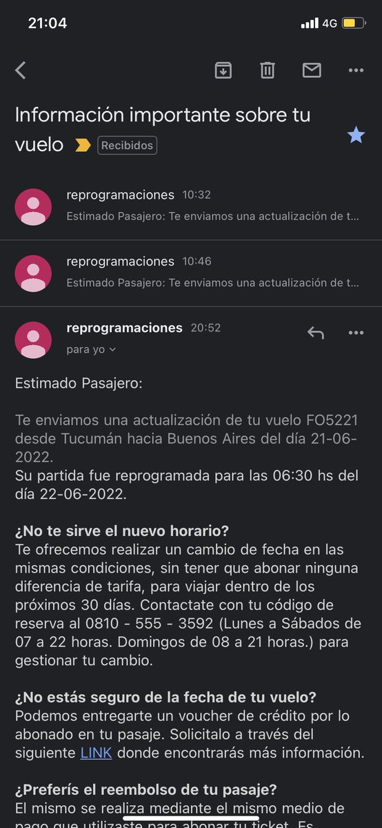 Dale loco laburen bien y dejen de cagarse en sus clientes <a href="/flybondioficial/">flybondi</a> metieron 3 reprogramaciones en un día. Soretes