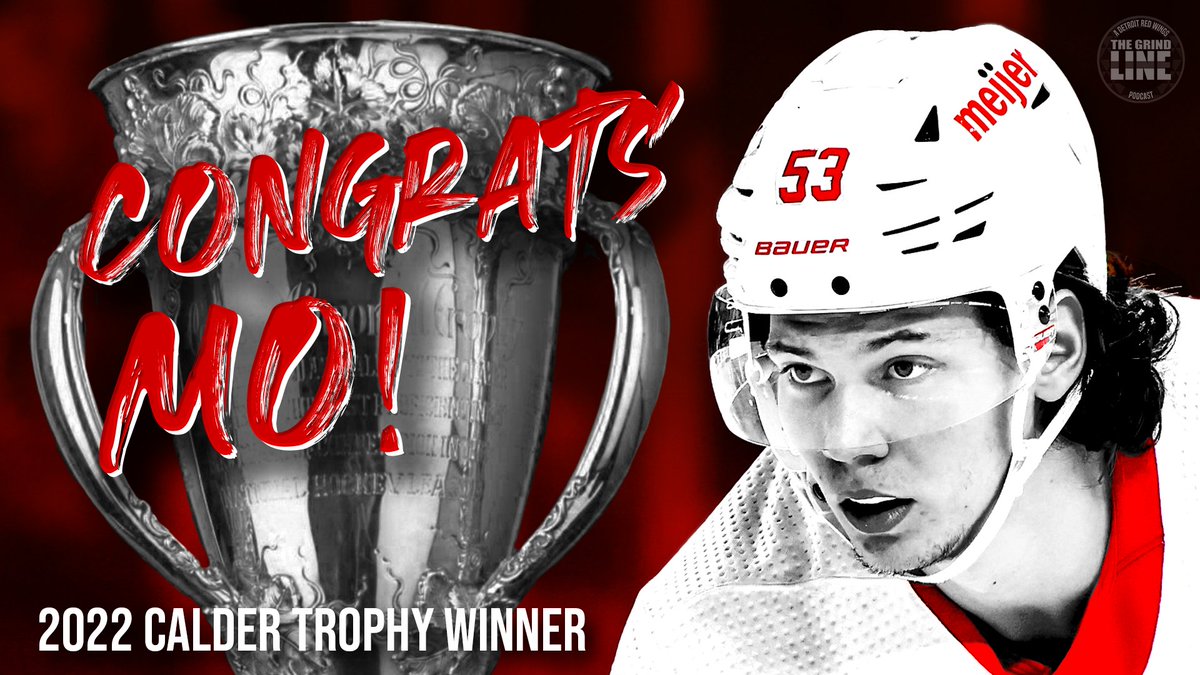 GrindLinePod's tweet photo. Congratulations to Moritz Seider for winning the Calder Memorial Trophy as rookie of the year for the 2021-22 season! 7g-43a-50pts and a stalwart defenseman. First Red Wing to win the award since Roger Crozier in 1964-65!
#LGRW #RedWings #MoForCalder #NHLAwards https://t.co/zH4CK2n9hX