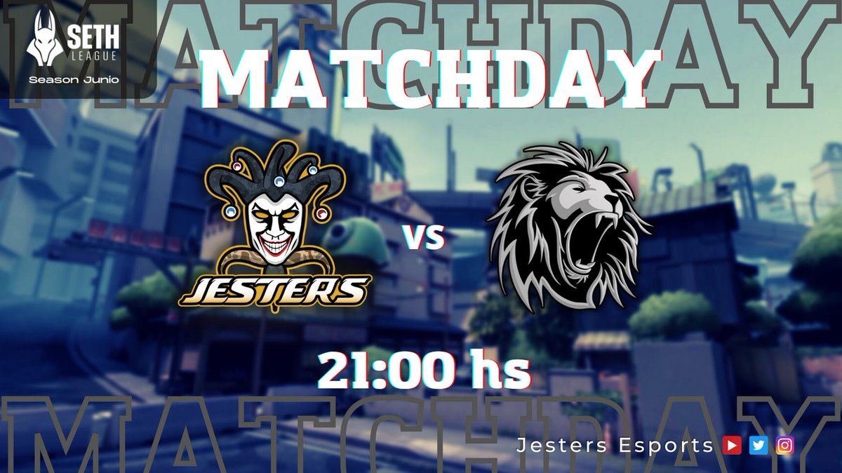 #VALORANT #LATAM

🏆 Seth League | Season Mayo - <a href="/piramidestadium/">Piramides Stadium</a>

#MATCHDAY - Fecha #6 de Jesters en la Seth League Season Junio! GL-HF!

⚔️ #Jesters vs <a href="/ebrogaming/">EBRO</a>

⏰ 21:00hs 🇦🇷 | 20:00hs 🇨🇱
📺 twitch.tv/piramidestadium