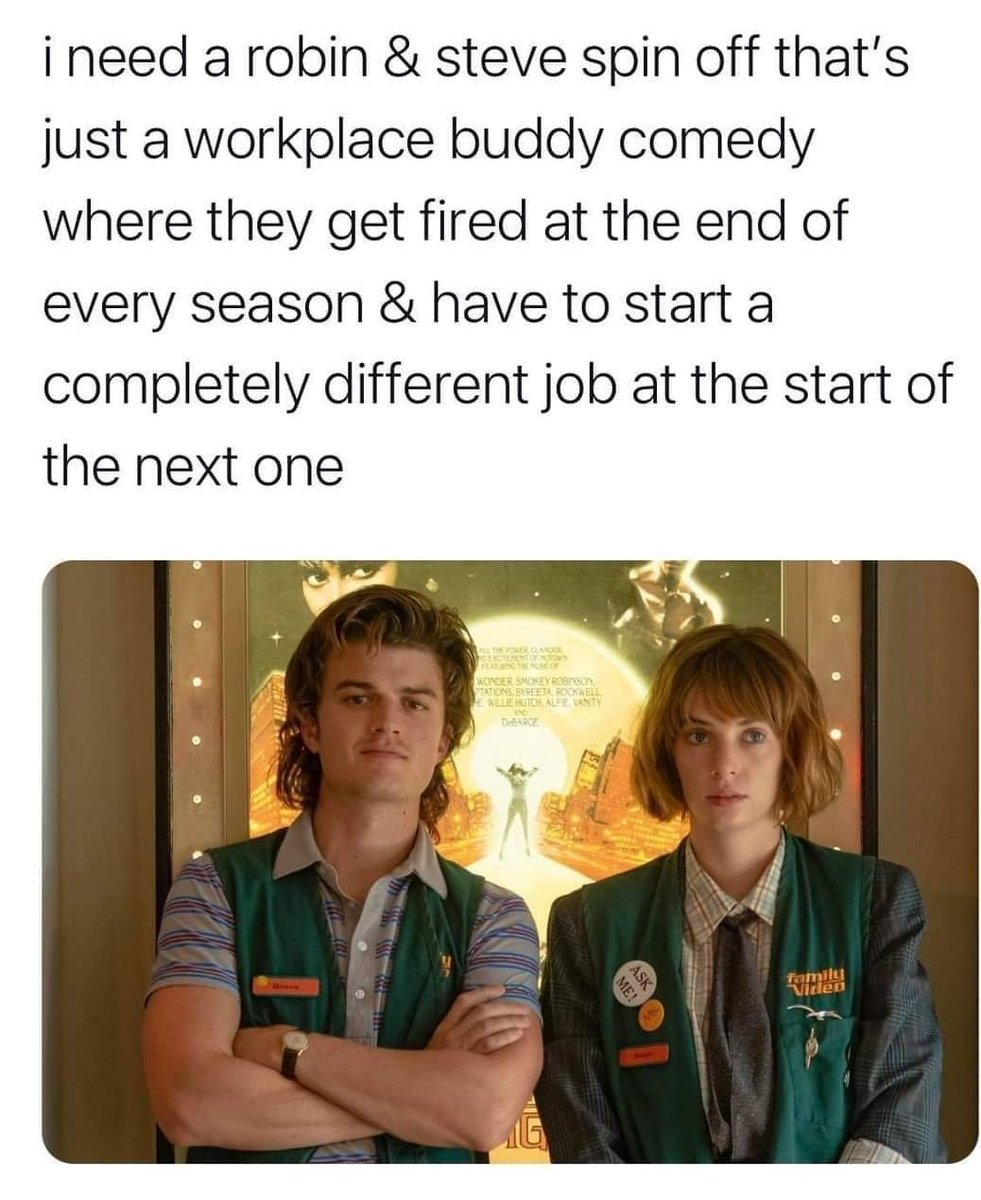 GoloRolo's tweet photo. I need this in my life @strangerwriters. Perfect Strangers vibe meets subtle upside-down references getting them fired in the end. https://t.co/gVaqNRtpJ3