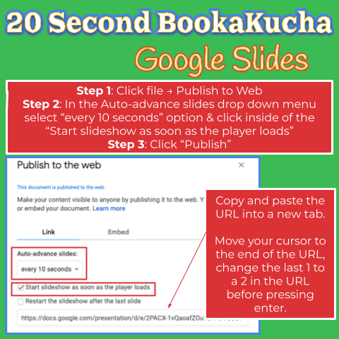 SuzannaTweets's tweet photo. My students have been using @Screencastify to record their #BookaKucha #EduProtocols. They've been taught to publish their slides to the web in order to autoadvnace each slide after 20 seconds⏰ https://t.co/zzj6qz8i0o