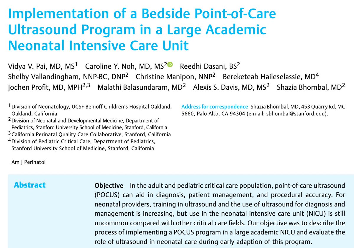 CarolineNohMD's tweet photo. Congrats, @VidyaPaiMD, for publishing a nice introductory article sharing our exciting journey of implementing a POCUS program. So proud of our #TeamPOCUS at @StanfordNeo! @neo_twiter @junior_spr https://t.co/SL8H0m6WsK https://t.co/uMRiwfiUrU