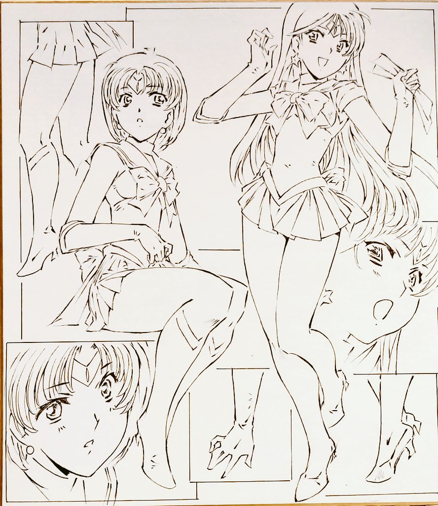 色紙線画 