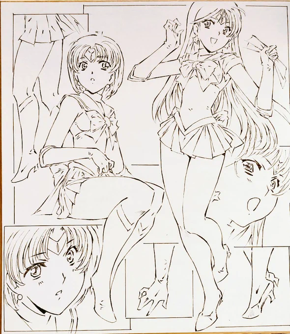 色紙線画 