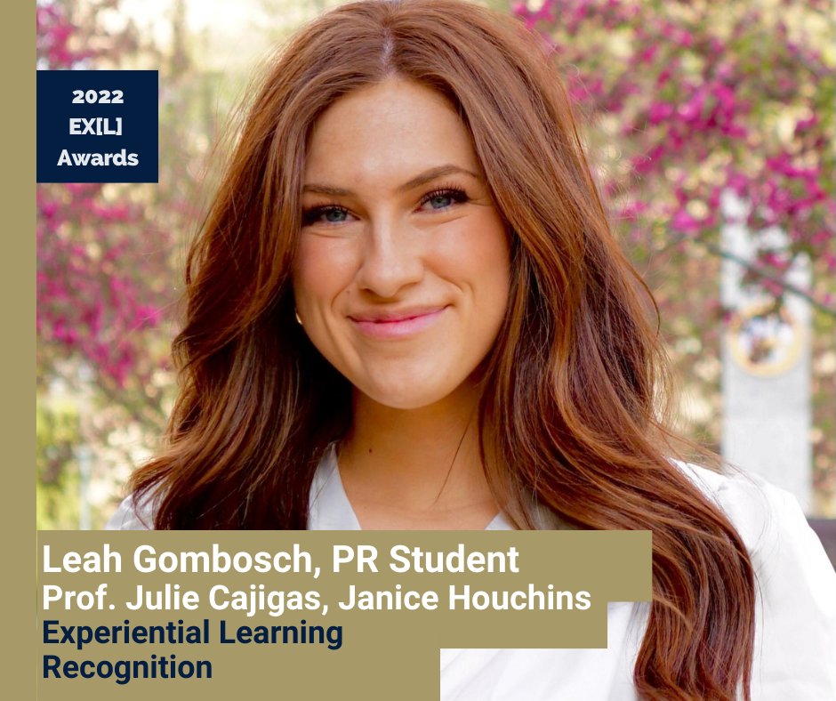theEXLcenter's tweet photo. Congrats to Leah Gombosh for winning the EXL Recognition Award!🎊 Distinguished by her creative and effective use of community-engaged experiential learning in the field of public relations field, she is embodies experiential learning amongst the community! #EXLinAkron #EXLawards https://t.co/7v7PHfUr9H