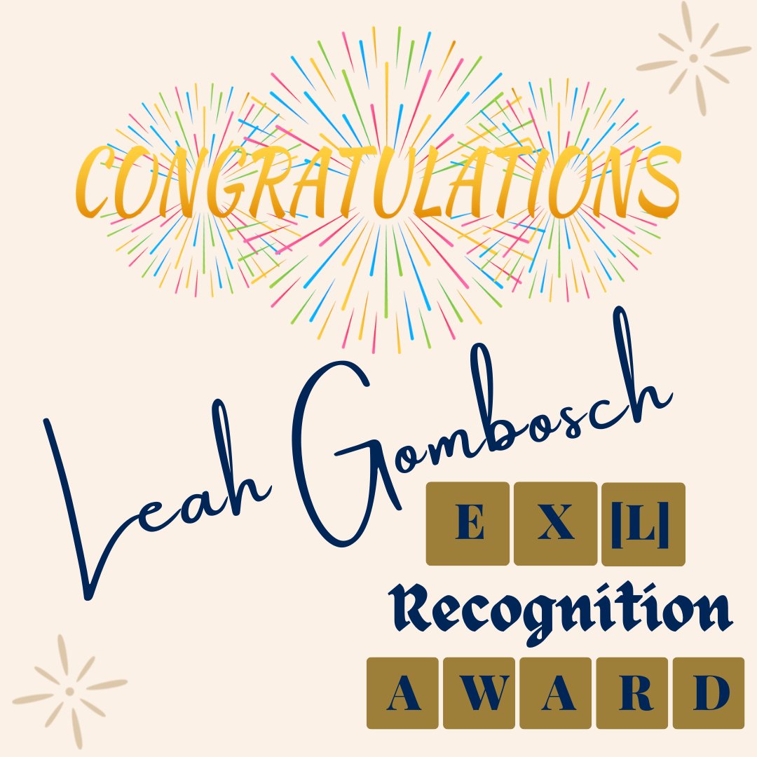 theEXLcenter's tweet photo. Congrats to Leah Gombosh for winning the EXL Recognition Award!🎊 Distinguished by her creative and effective use of community-engaged experiential learning in the field of public relations field, she is embodies experiential learning amongst the community! #EXLinAkron #EXLawards https://t.co/7v7PHfUr9H
