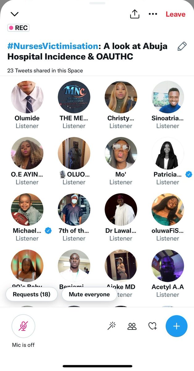 aghedoprincewi4's tweet photo. With over 6500+ listeners, we trended #NursesVictimisation on #Twitter tonight.

We shall continue to use social media as a communication tool to drive advocacy that will lead to the upliftment in status and profile of #Nursing profession in #Nigeria and across the globe 🌎 https://t.co/AStlZ4UCIg