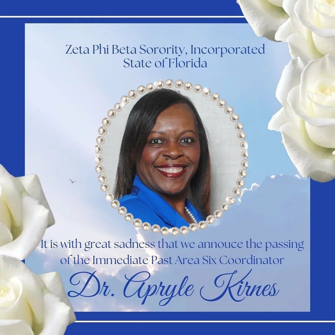 ZPHIBYAZ's tweet photo. With a saddened and broken heart, we share the news of the passing of the Immediate Past Zeta Phi Beta Sorority, Inc. - Florida Geographical Area VI Coordinator Dr Apryle Kirnes. https://t.co/AhZ4Gt5TnA