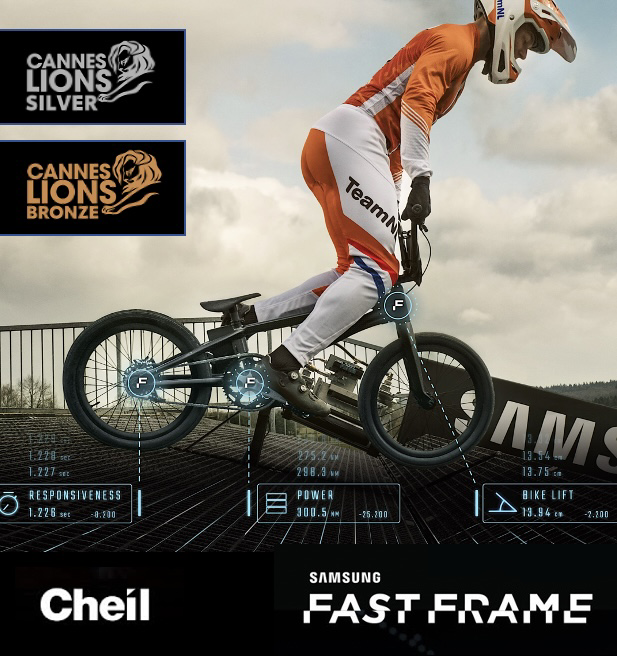 e1even5ive's tweet photo. We call it #FastFrame The #Netherlands #Olympic #BMXteam call it #Gold #Silver Today @Cannes_Lions award it #SilverLion #BronzeLion Huge congrats @Cheil_Worldwide Benelux @SamsungMobile #Innovation #Digital #UX #BornToOutperform https://t.co/8hleL4UHFs