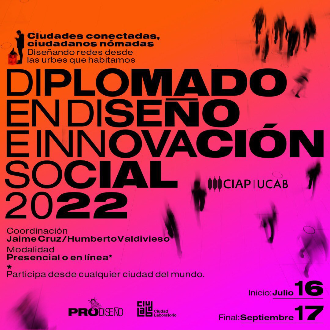 #Ciudad y diseño, los amigos de <a href="/CiudLab/">CiudLab</a> nos invitan al Diplomado en Diseño e Innovación Social - obtendrás información valiosa sobre diseño centrado en lo humano, co-diseño y aspectos de las dinámicas urbanas, más información abajo.