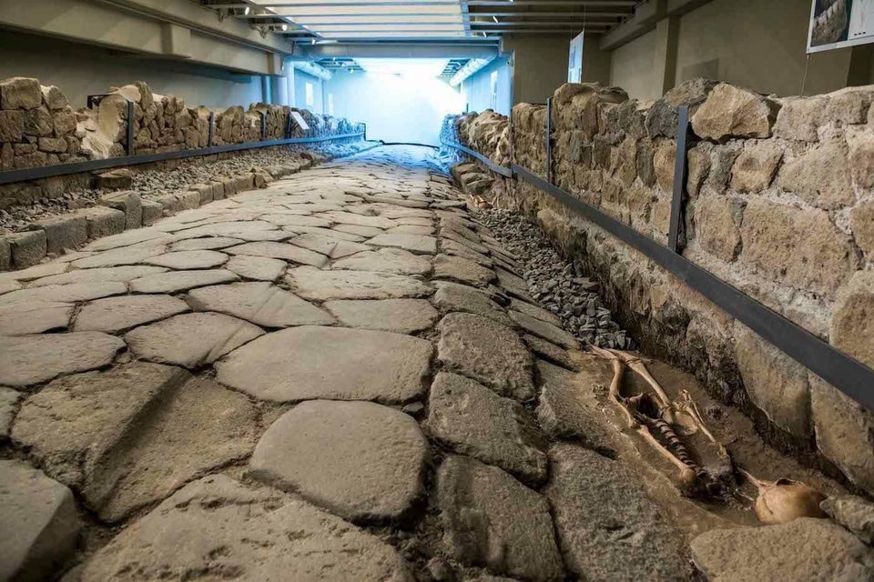 A Roman Road was discovered while excavating for a new Mcdonald's in Marino, Italy. They incorporated a glass floor in the restaurant after excavations were complete.

Photo by Mauro Consilvo