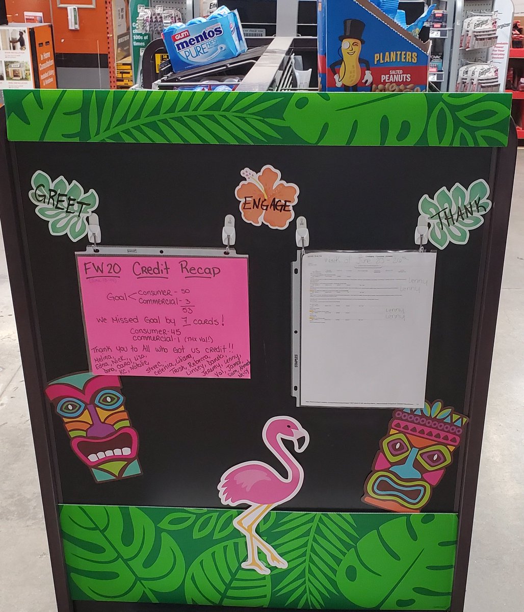 JuneBug1229's tweet photo. ALOHA Summer here at @HD6202!! Our Front End boards are looking extra Tropical!  We love our D90 team here and excited for the Summer ahead! @hmalak @candace35024679 @renzyrvg1 @celenia_garcia @djdiabeets #homedepot #cashiers #headcashiers #fes #cashierboard #tropical https://t.co/TvRMmySArR