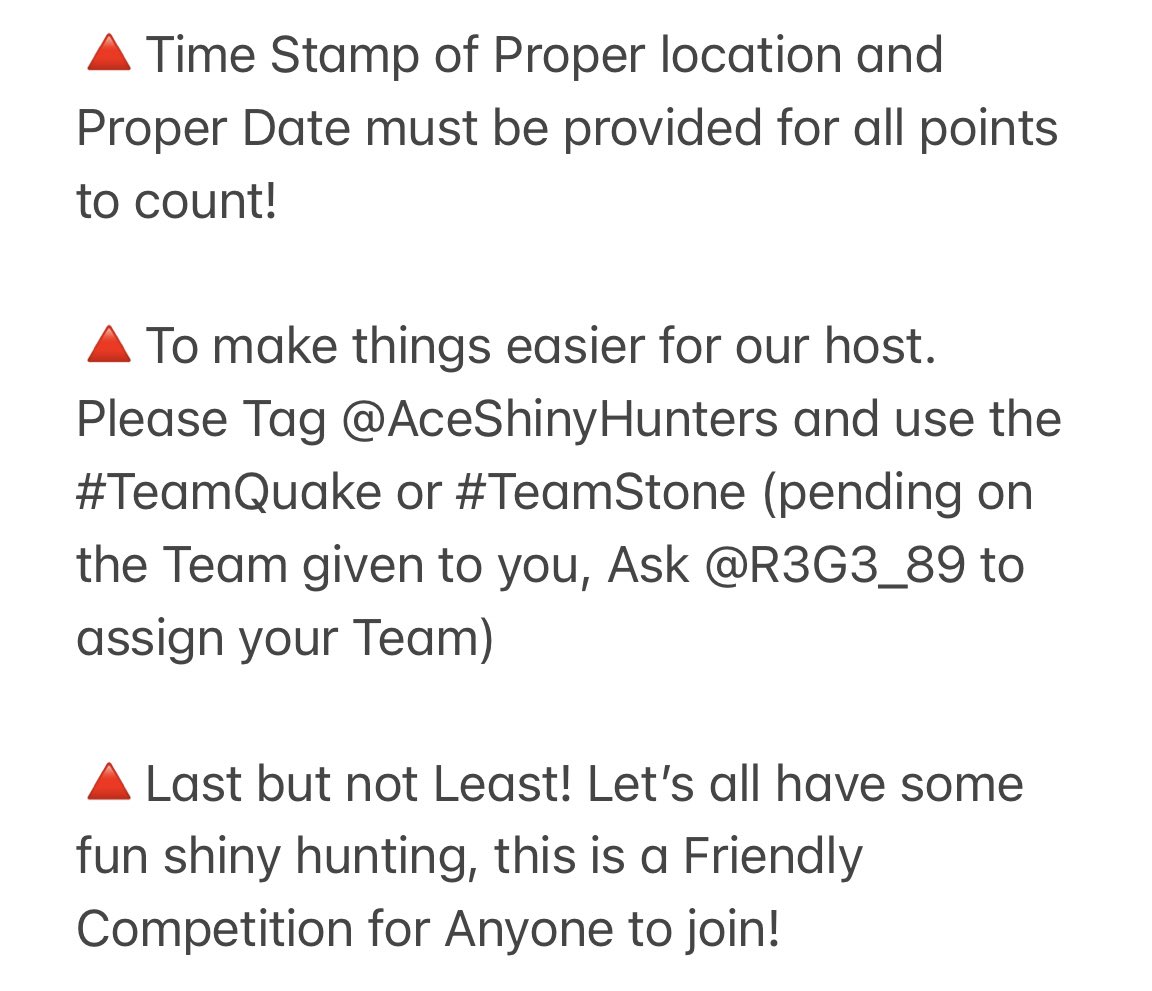 AceShinyHunters's tweet photo. Rules & How to enter in the upcoming shiny hunting event, “Vulcan’s Wrath!”
Like this Post & @R3G3_89 will assign you to a Team before the event starts.
We hope you’ll join us this Friday June 24 - July 1st! #ASH #AceShinyHunters #VulcansWrath 🌋 #TeamQuake VS #TeamStone https://t.co/pVz806ZRtR