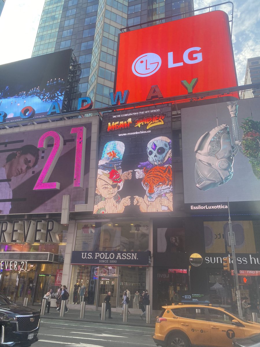 #timesquare #NFTNYC22 display. If you see it and tag us with #meanbabiesNYC you get a FREE mint #waaa