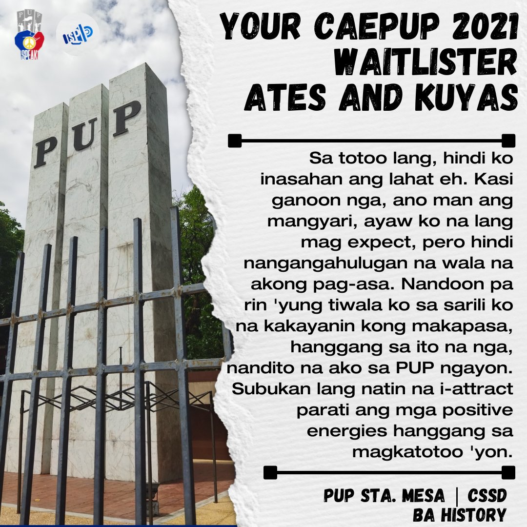 SPICPUP's tweet photo. Magsilbing inspirasyon sana sila sa inyo
#SPICC
#CAEPUP2022 https://t.co/i1TYNgklok