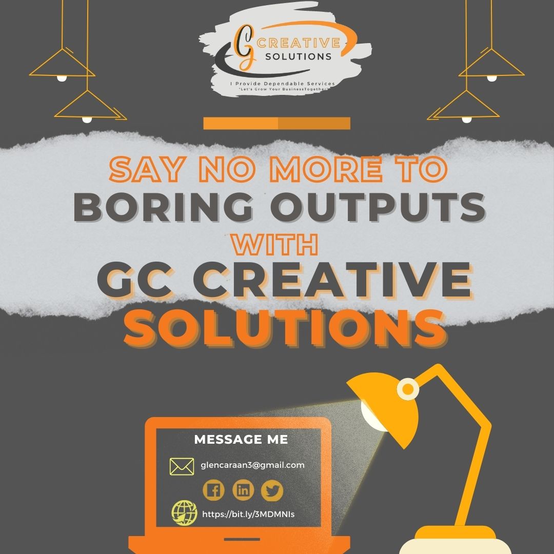 GlenCaraan's tweet image. ★彡ꜱᴀʏ ɴᴏ ᴍᴏʀᴇ ᴛᴏ ʙᴏʀɪɴɢ ᴏᴜᴛᴘᴜᴛꜱ ᴡɪᴛʜ ɢᴄ ᴄʀᴇᴀᴛɪᴠᴇ ꜱᴏʟᴜᴛɪᴏɴꜱ彡★
Are you having trouble with designing your visual outputs?
💥 GC Creative Solutions offers you high-quality services when it comes to graphic designing
#gccreatives #visualoutput