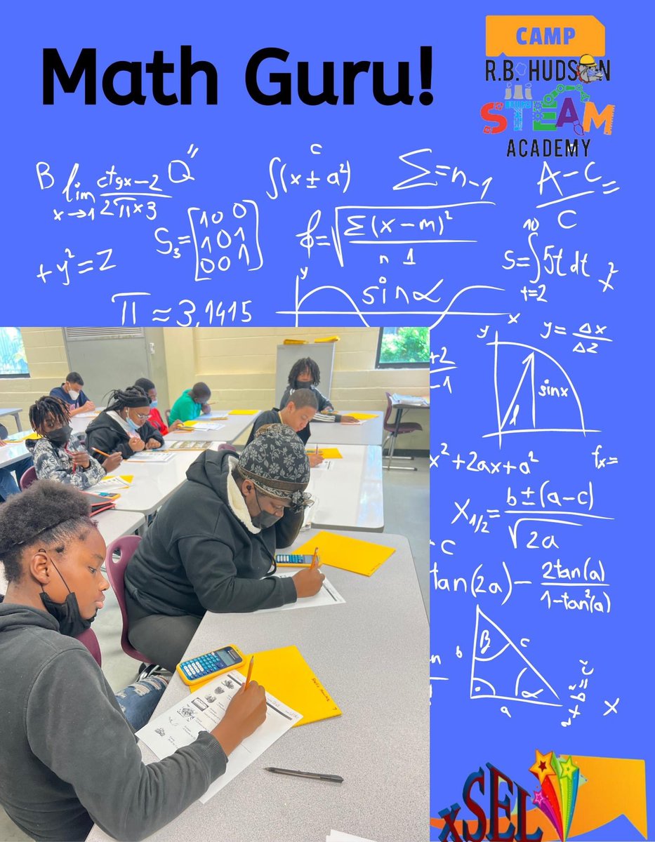 R_B_HUDSON's tweet photo. We are working hard at CAMP R.B. Hudson STEAM Academy. Did you know math skills provide a foundation upon which students can build their academic future? We are helping students to understand math concepts and how to apply them to their day to day operation. #xselsummerlearning https://t.co/mdyzUujuzV