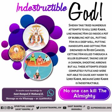 WhoSawGod's tweet photo. #ImmortalGodKabir
No one can kill the Almighty. 
Sant Rampal Ji Maharaj https://t.co/a76qUL3lVg