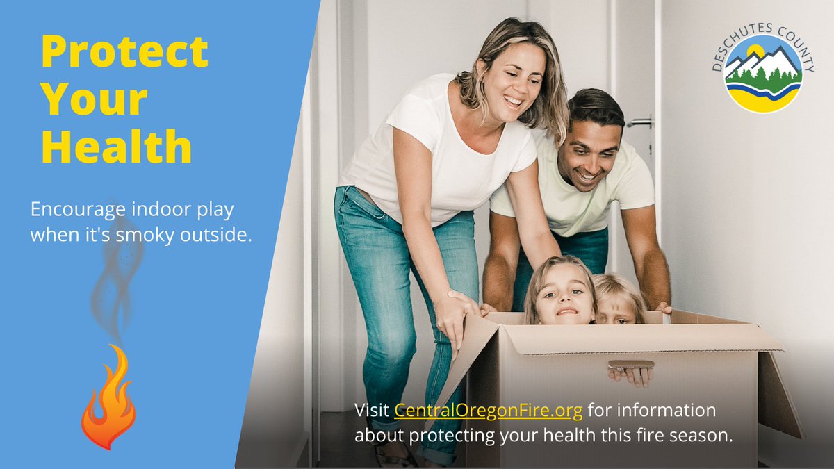 DeschutesCounty's tweet photo. Protect your health by encouraging indoor play this fire season.  For more tips to stay healthy this fire season, visit https://t.co/u0s9DoqBpG. https://t.co/tMRfSnfpt8