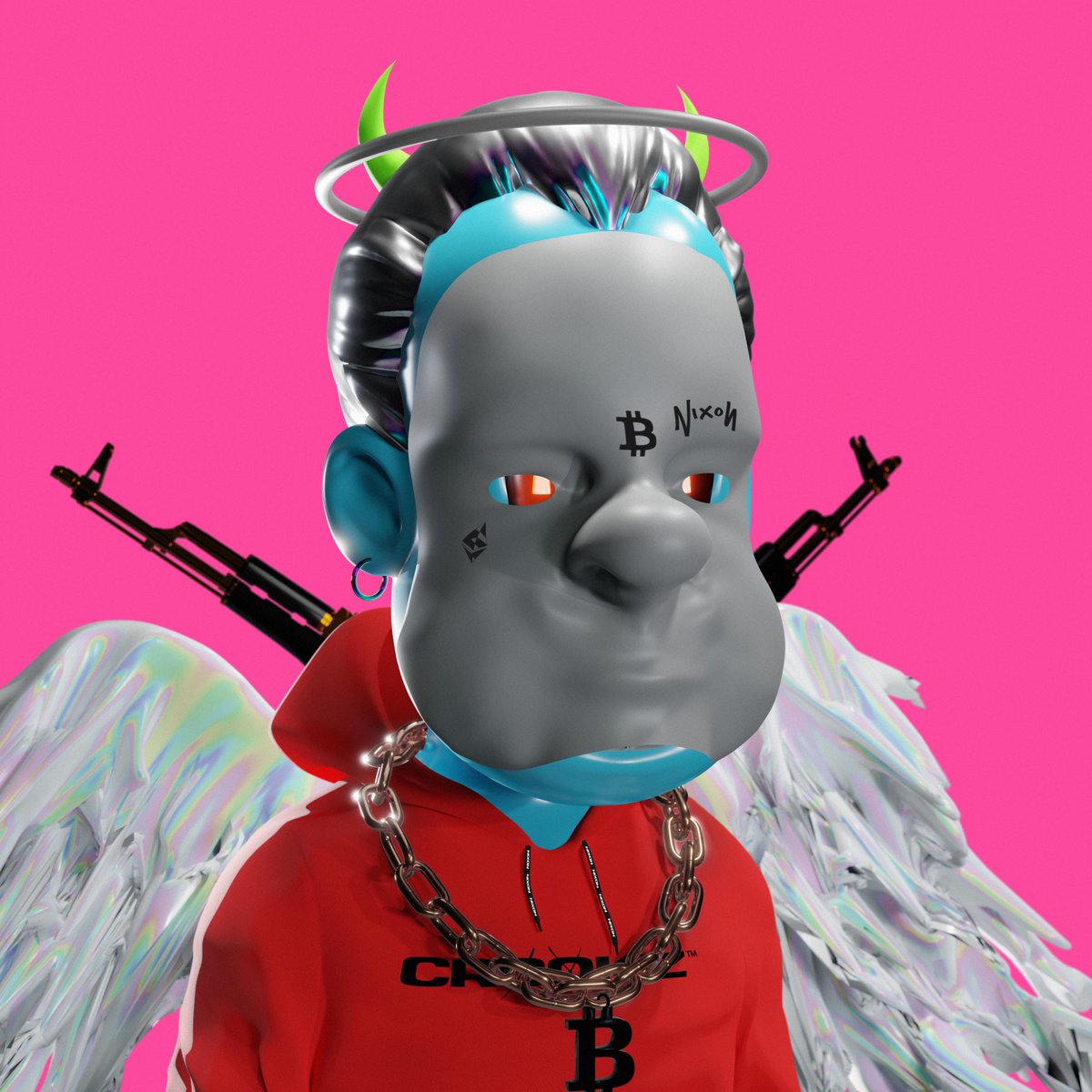 chuggingtonvon1's tweet photo. something about that pink #pinkgang @crookznft #unicorn too! A tie-die furry. #crookznation grab a drank and put yo pinkies out! #nixon #3D #4k #traitfactory #mutations #serums #zombies #NFTCommunity #Striking #eyeaddiction #somethingintheair #notacrook https://t.co/Jz5qkhFuSs