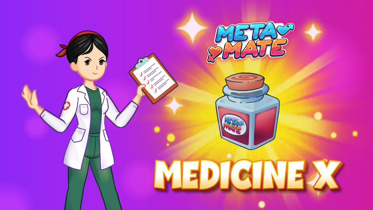 MetaMate_NFT's tweet image. 💊 MetaMate Item: Medicine X

💉 Medicine X Item can be obtained when crafting 2 item material Teddy Bear and 18+ DVD

 🏥 Players can go to the Hospital and make Medicine X

💊 Using Medicine X will increase the Love Meter by 3%
#MetaMate #Metaverse #socialfi #Free-to-play #NFTs