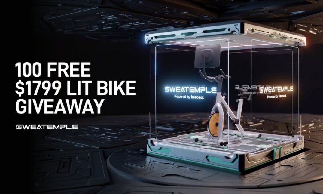 EthFlamez's tweet photo. 🚨Giveaway🚨 

SWEATEMPLE, web3 fitness metaverse is giving away 100 free Lit Bikes worth $1799 to people who join their beta test phase! 

To Enter:
1️⃣Follow @sweatemple 
2️⃣Like+RT+Tag Friends
3️⃣Apply:https://t.co/Xxriiuwc15

#NFTGiveaway #NFTProject #nftart #nfts #NFTCommunity https://t.co/X4dYWx0cYt