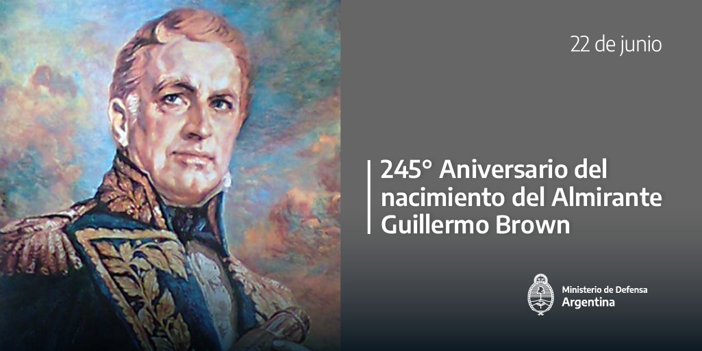 UNDEFArgentina's tweet photo. Un día como hoy, de 1777, nacía en Foxford (Irlanda) quien supo convertirse en el gran almirante de la Patria por su destacado desempeño en la causa por nuestra Independencia: Guillermo Brown, padre de la @Armada_Arg. https://t.co/d9L62iWtoq