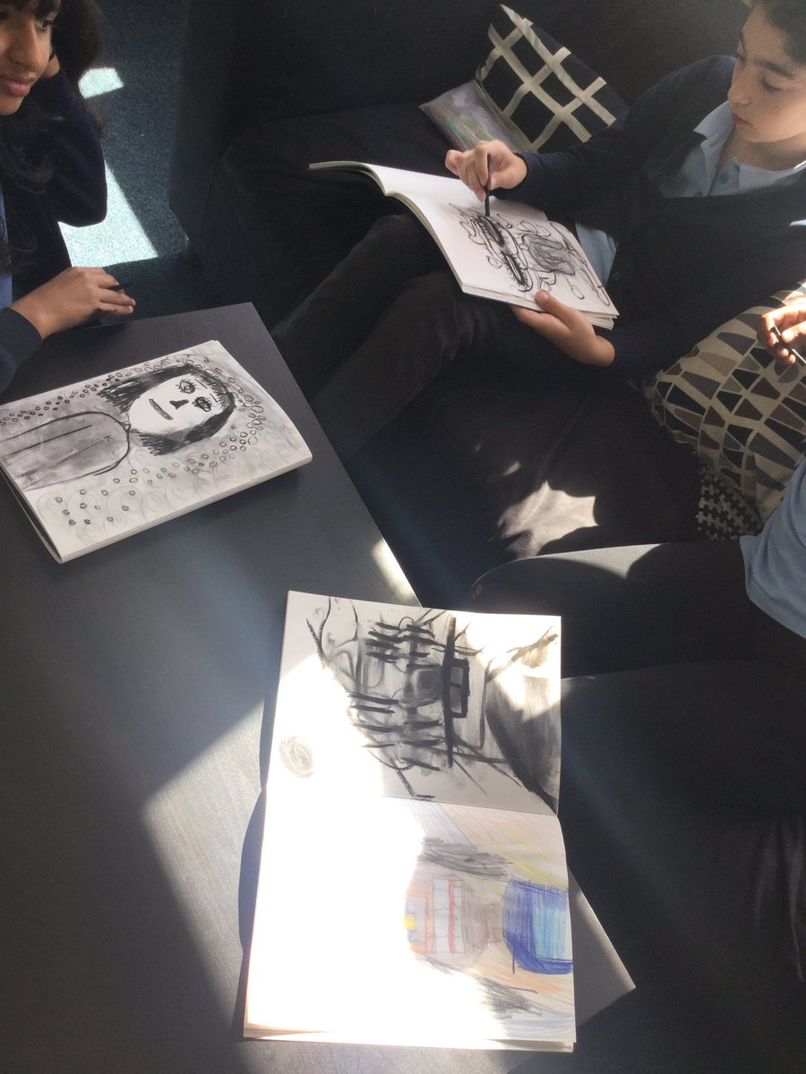 STC_1CF's tweet photo. Using charcoal and paint to create self-portrait’s in Basquiat’s style 🎨 https://t.co/Tr6K4syGmj