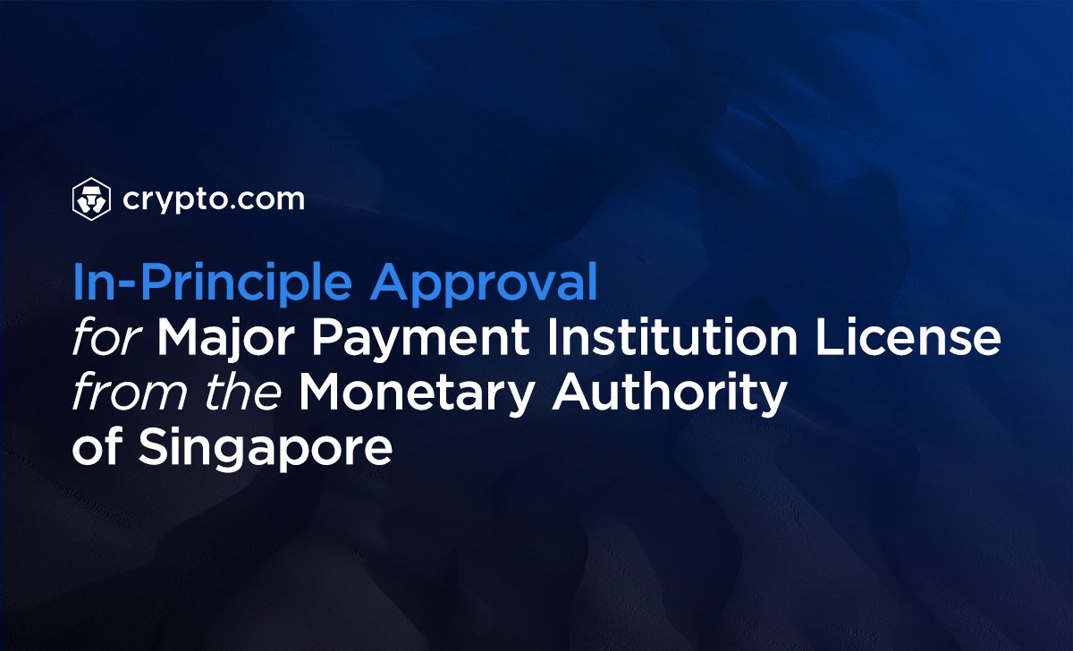 cryptocom's tweet image. Crypto.com is proud to announce it has received in-principle approval from @MAS_sg for its Major Payment Institution License.

Full details👇
crypto.com/company-news/c…