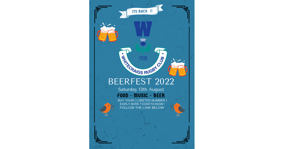 Coming this Summer -  Beerfest 2022 !
Visit whitecraigs.org to get your Early Bird Tickets now !
whitecraigs.org/news/coming-th…
