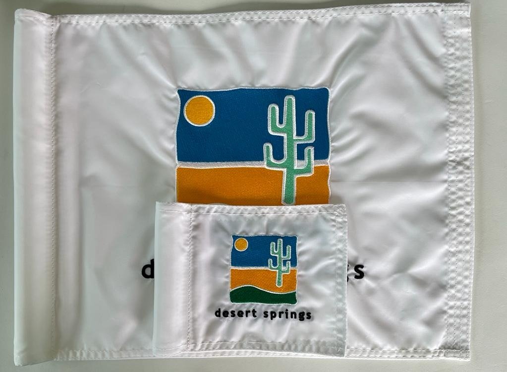 PolaceGolf's tweet photo. Muchas gracias @desertspringsresort (Almería), por pedirnos estas espectaculares banderas de green y puttin green, con el logo bordado a doble cara, fabricadas por @tacitgolfofficial . @PolaceGolf  #golf #golfspain⛳️ #golfflags #greenkeeper #greatproducts #golfcourse #casaclub https://t.co/8c7nPvGrte