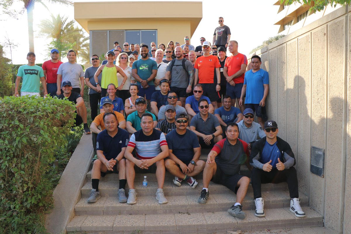 EuamIraq's tweet photo. #EUAMIraq organised a 5 km #charity run/walk for the Mission members and colleagues from @GardaWorld and Gurkha to raise money for a good cause in the Mission compound in #Baghdad. https://t.co/gBrp6rSSiq