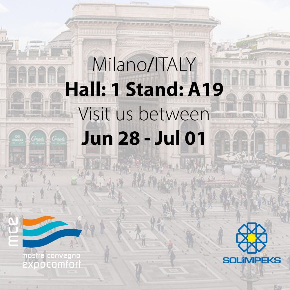 solimpeks's tweet photo. Solimpeks Solar would be pleased to welcome you at MCE in Milano, Italy in Jun 28-Jul 01, 2022. 
 
Meet us at Hall: 1 Stand: A19 to learn more about our products and solutions for the solar thermal and PV industry. #solimpeks #solar #mce #mcexpocomfort2022 @mcexpocomfort https://t.co/2f18AuNh7V