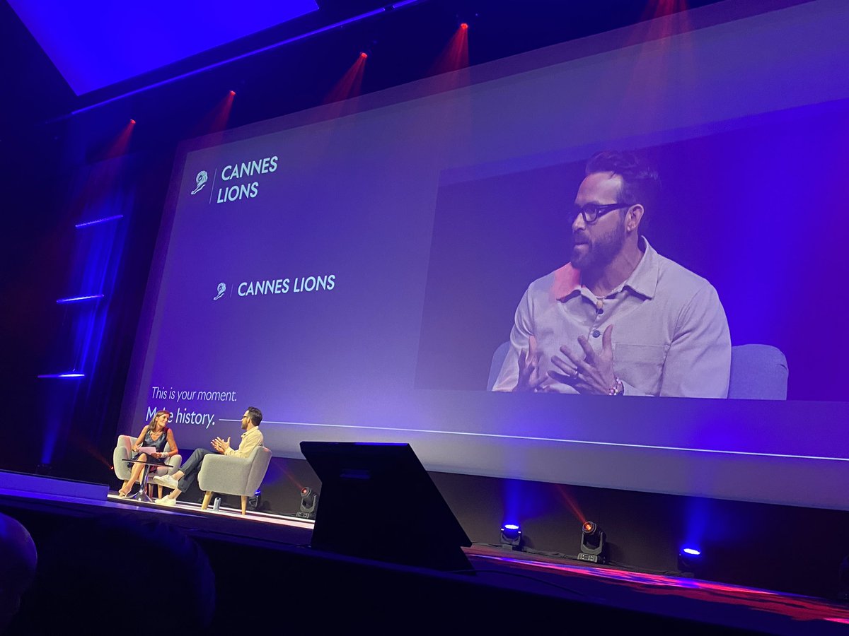 “Fuck it, ads should be fun. They’re ads! Humor and emotion are the two things that travel the most virally.” — <a href="/VancityReynolds/">Ryan Reynolds</a> takes the #CannesLions stage with Dentsu CEO Wendy Clark.