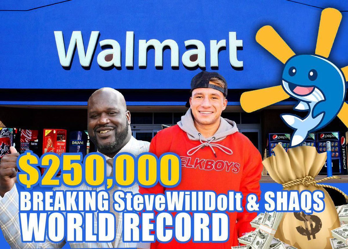 <a href="/WhalmartCoin/">Whalmart 🔆</a> will break the world record <a href="/gwr/">Guinness World Records</a> for most amount of money ever spent on one transaction <a href="/Walmart/">Walmart</a>. That's beating <a href="/shaq/">SHAQ</a> &amp; the GOAT <a href="/stevewilldoit/">Steve Will Do It</a>. Nothing like this has been done in #BSC before. Join the mission. Buy, HOLD, &amp; break the record with us! #BNB #WHALMART