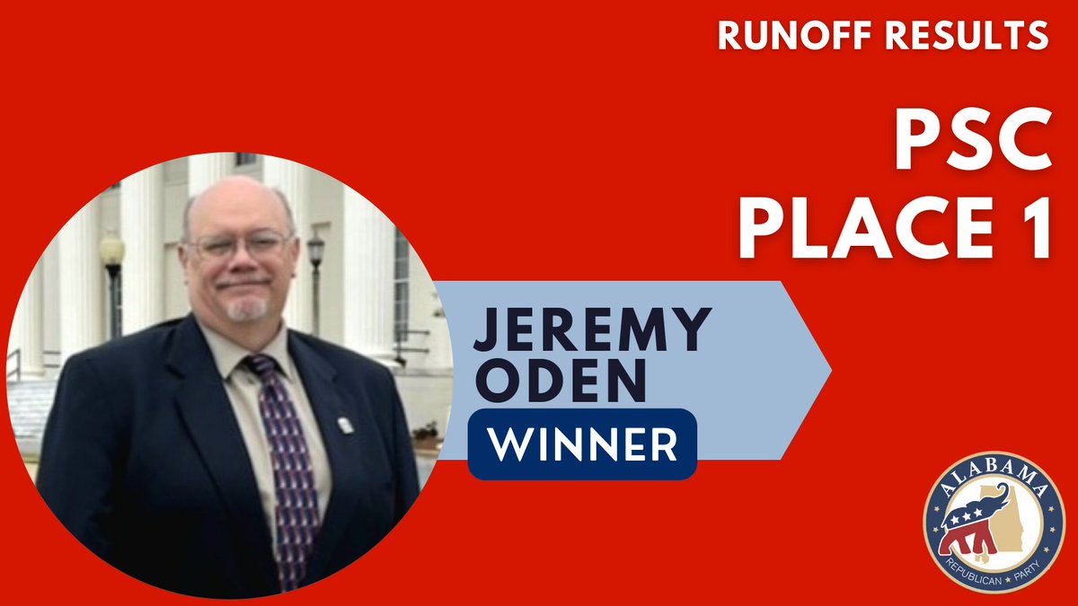 ALGOP's tweet photo. Congratulations @JeremyHOdenPSC! #ALGOPRunOff https://t.co/Ec9c7d2X3A