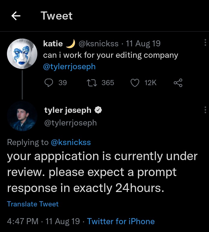 dunmshow's tweet photo. this is really one of the best things tyler did, the man really waited 24 hours to finish his joke 😭😭 https://t.co/3I7qsjkaBd