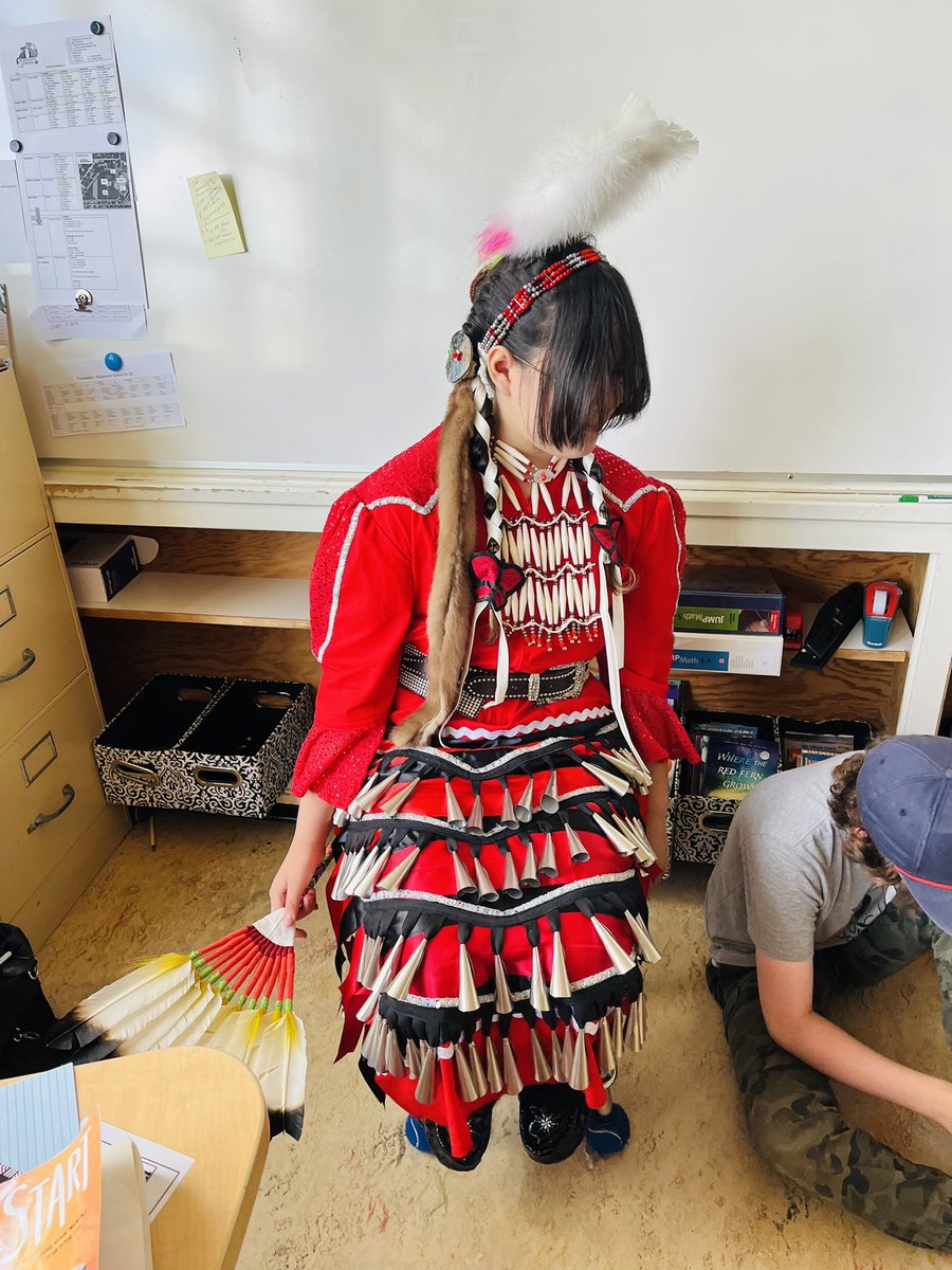 We were so fortunate to have one of our 4/5 students share the significance of her jingle dress today. She has been jingle dancing since she was 3- a dance of prayer and a dance of healing. #NationalIndigenousPeoplesDay