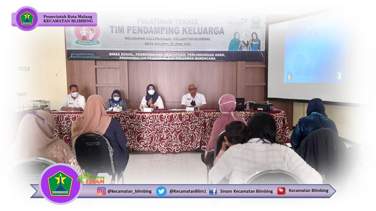 Rabu, 22 Juni 2022 bertempat di Aula Bawah Kecamatan Blimbing, Camat Blimbing  membuka kegiatan Pelatihan  Teknis Tim Pendamping Keluarga yang diselenggarakan oleh UPT PKB Kecamatan Blimbing . kegiatan ini dilaksanakan mulai  tanggal 22 -30 Juni 2022,