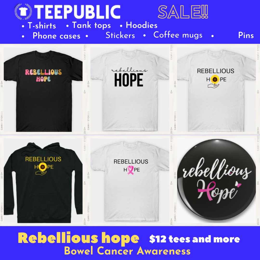 dolphincart's tweet photo. 🙏 I have design these Rebellious hope designs .Its for sale for next 2 days for $12. Pls visit to my shop link for purchase
https://t.co/3ElI9k97Tl
#bowelbabe #bowelcancer #tshirtdesign #Sales #teepublic #CancerAwareness #deborahjames #UnitedKingdom https://t.co/SgH2oYRFCC